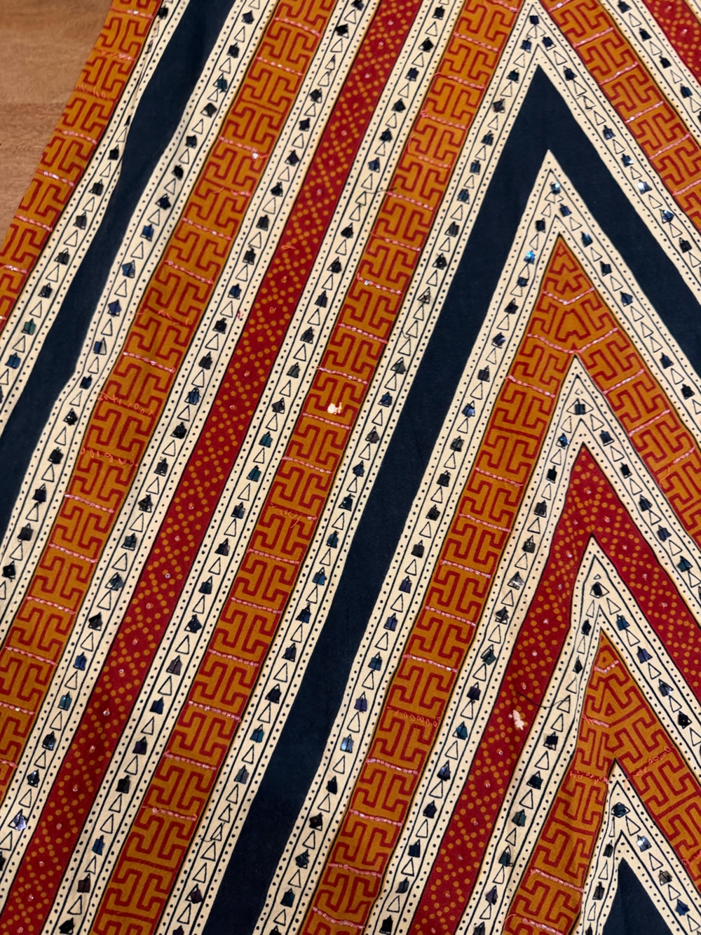 Willi Smith Vintage Maxi Skirt in Rust, Black & Cream w/ Beading Size 6 - Picture 4 of 14